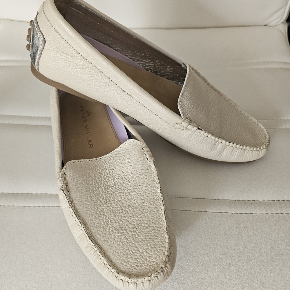 Peter Millar cream loafers,  size 9.5. New